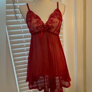 Elegant Red Lace Babydoll Lingerie